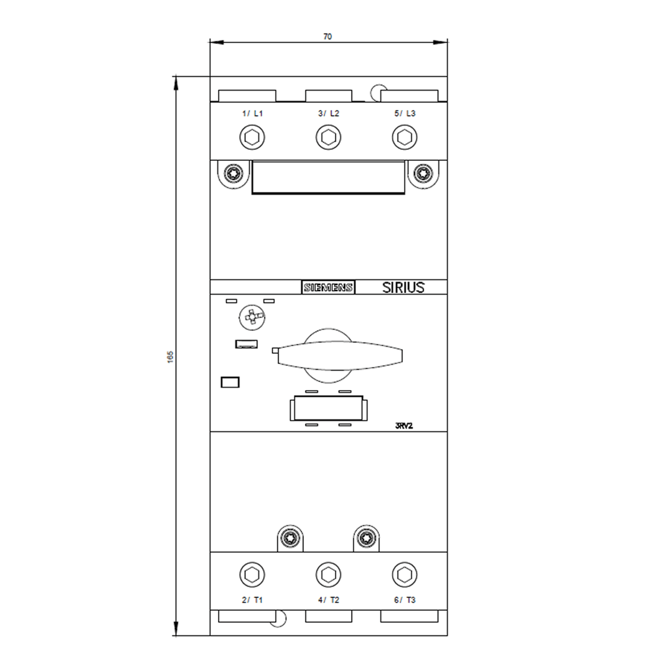 Siemens 3RV2041-4FA10 front dimensions