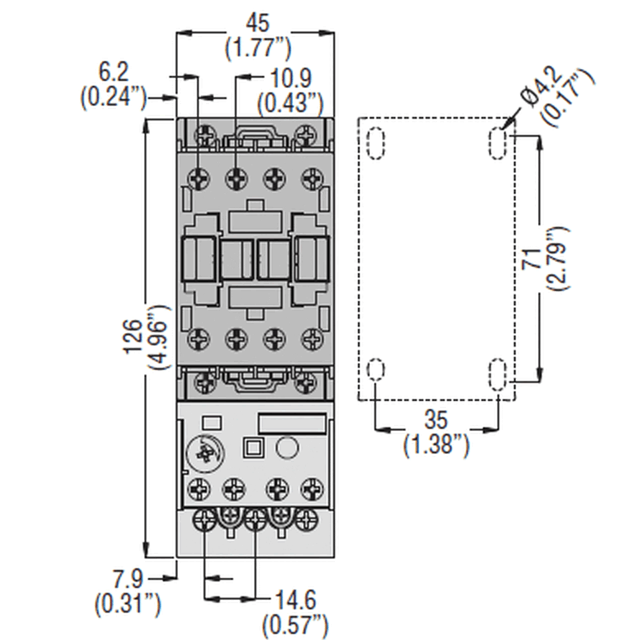 Lovato DPBF1201A230 front dimensions