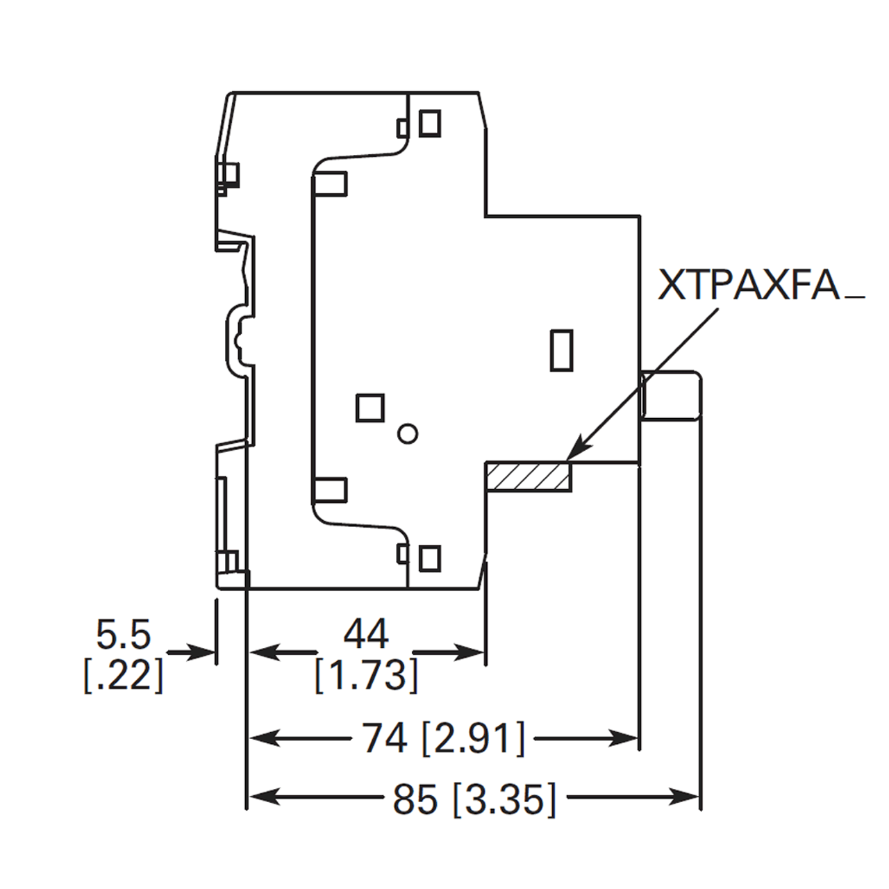 Eaton/Moeller PKZMO1-6.3 side dimensions