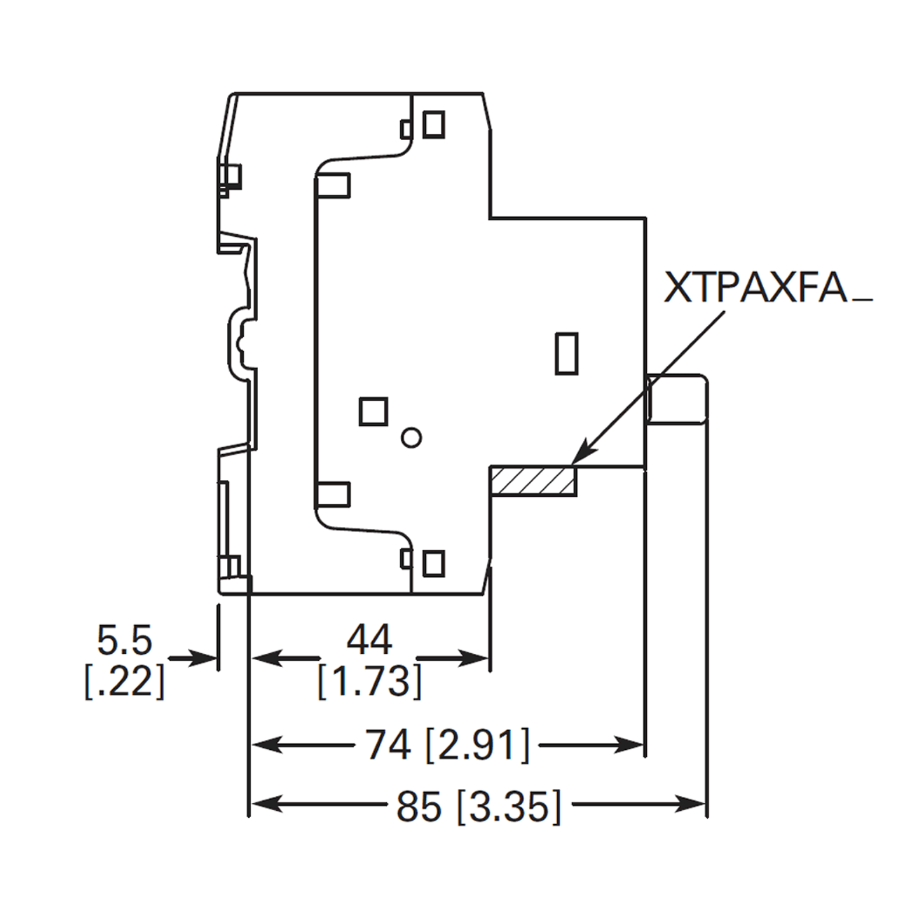 Eaton/Moeller PKZMO1-16 side dimensions