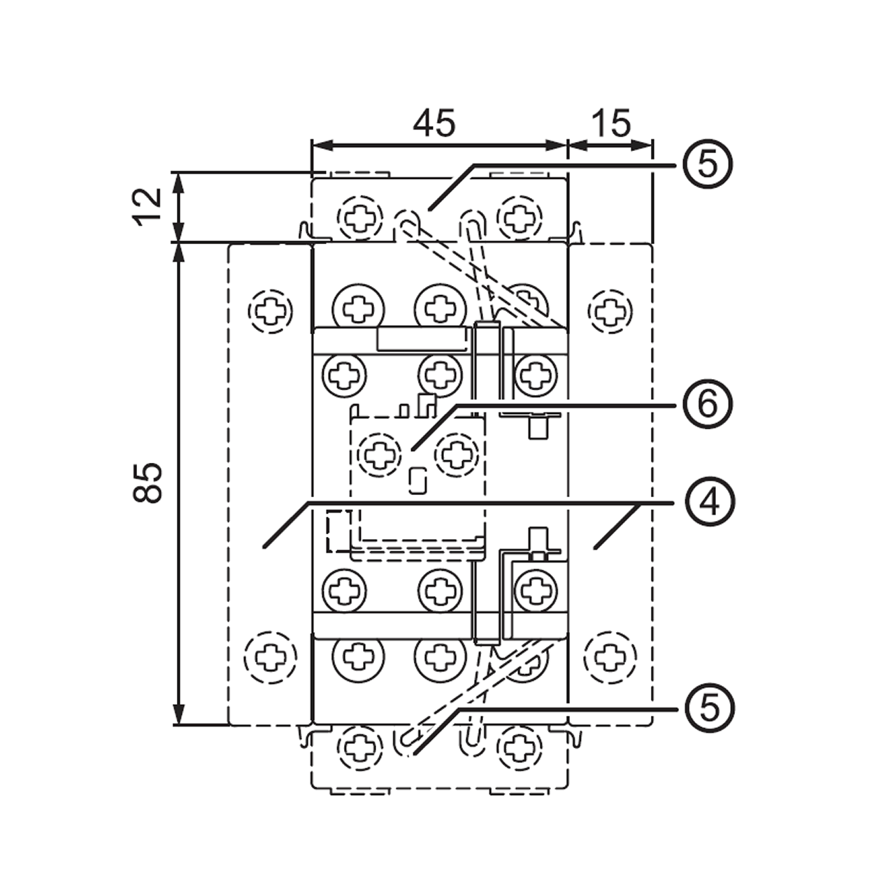 Siemens 3RT2325-1AC20 front dimensions