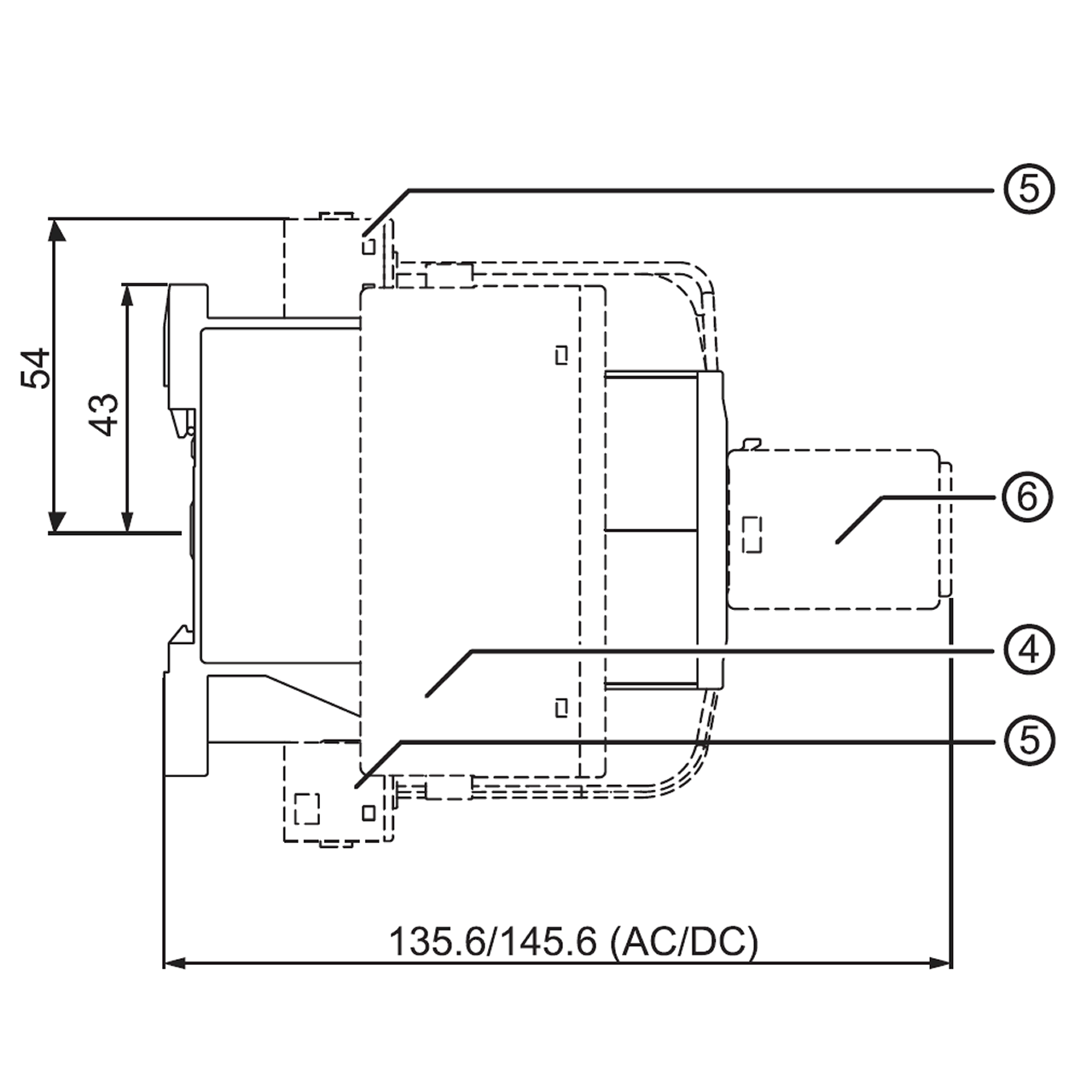 Siemens 3RT2326-1BB40 side dimensions