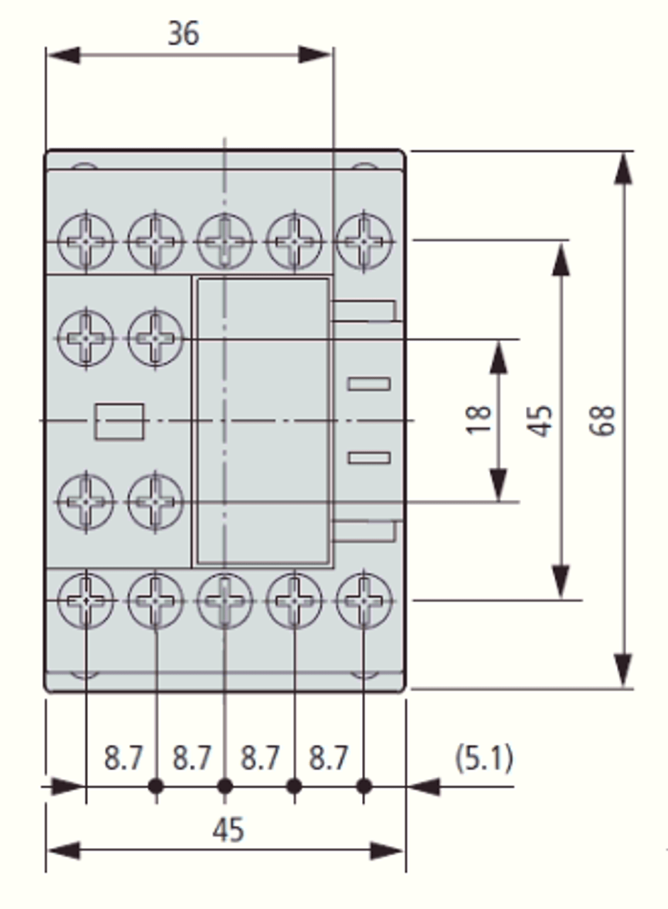 Eaton/Moeller DILA-40 48 volt front dimensions