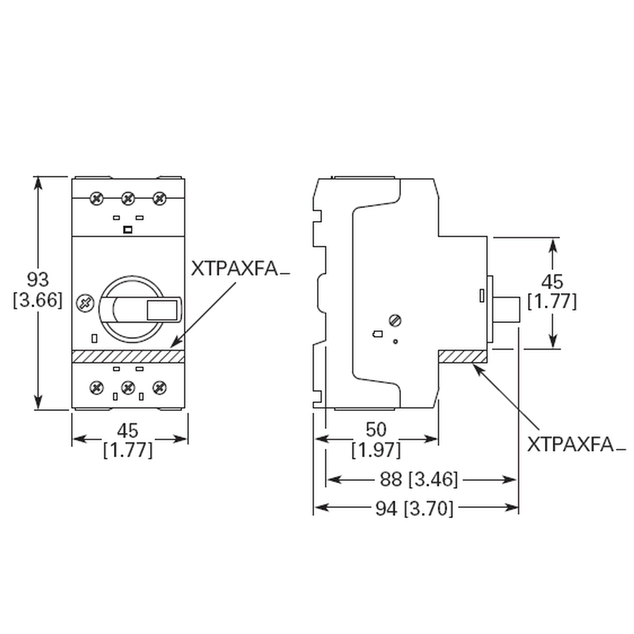 Eaton XTPTP25BC1 dimensions