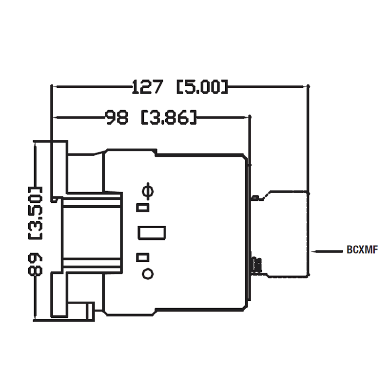 WEG CWM40 IEC 40A 3-pole contactor side dimensions