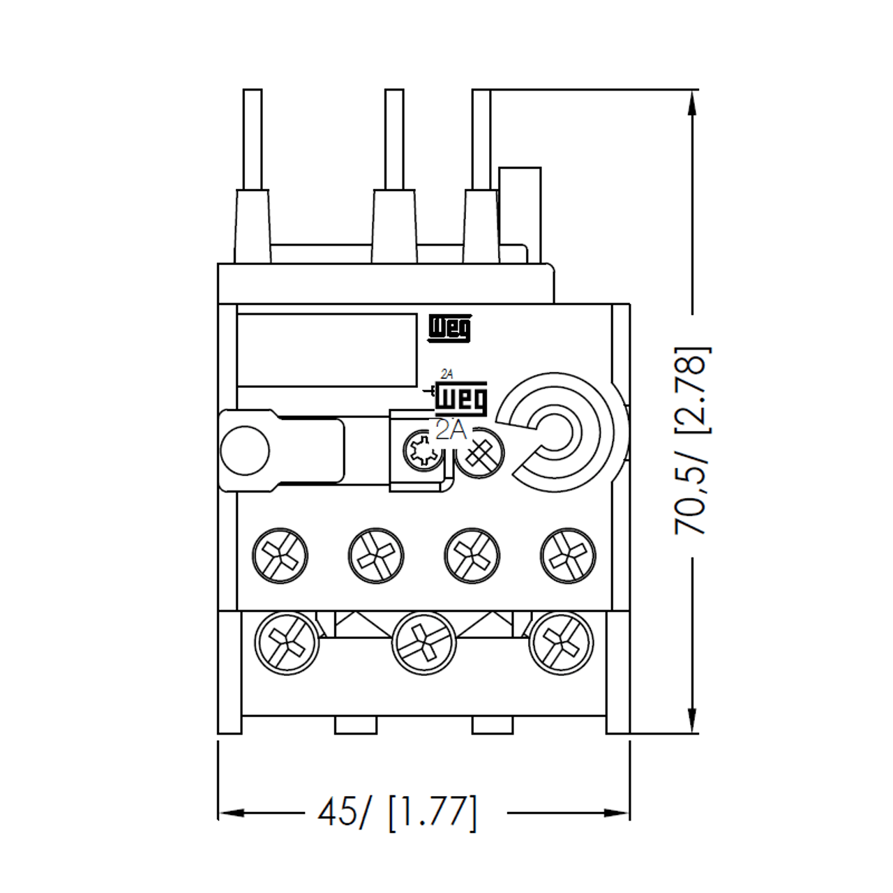 WEG RW67-1D front dimensions