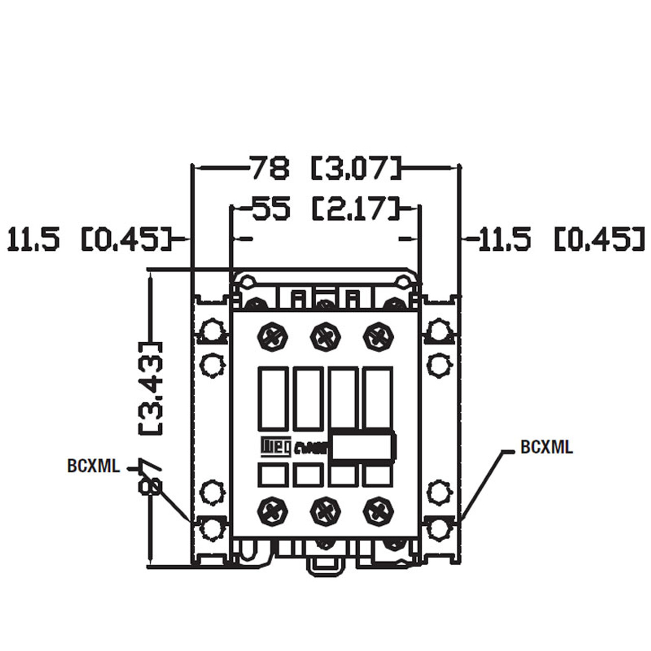 WEG CWM32-00-30V04 front dimensions