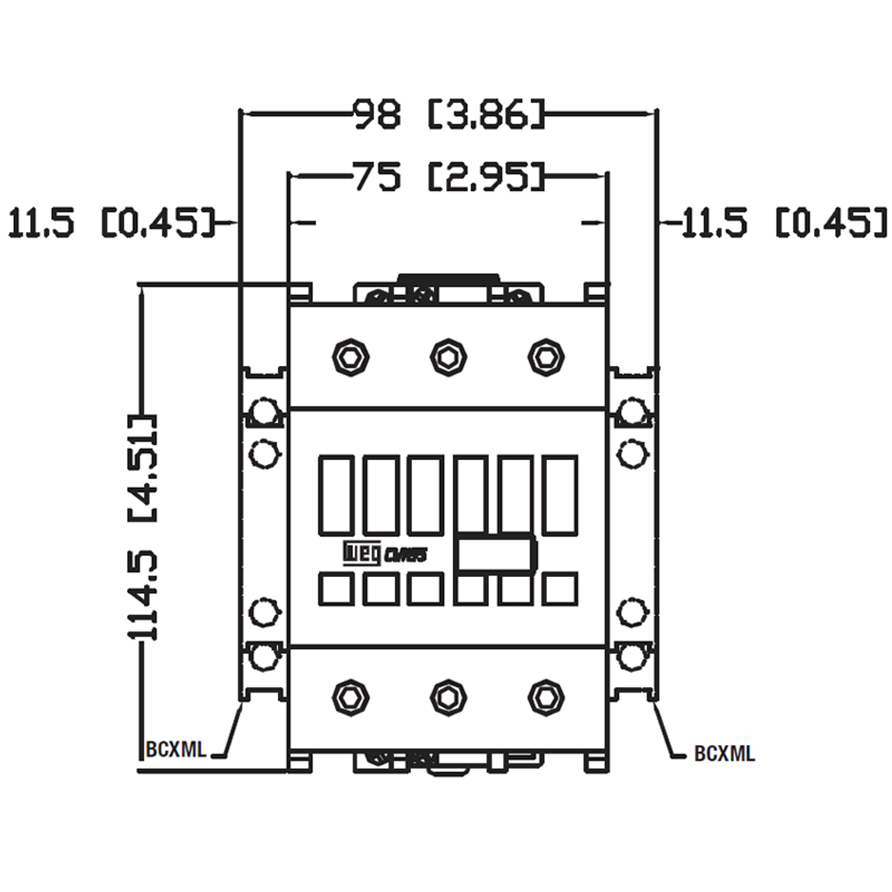 WEG CWM95-00-30V24 front dimensions