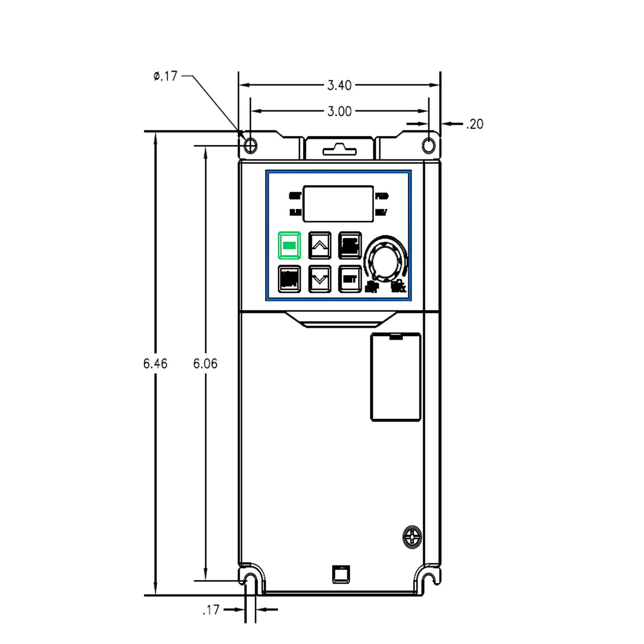 Benshaw RSI-002-GM2-2C front dimensions