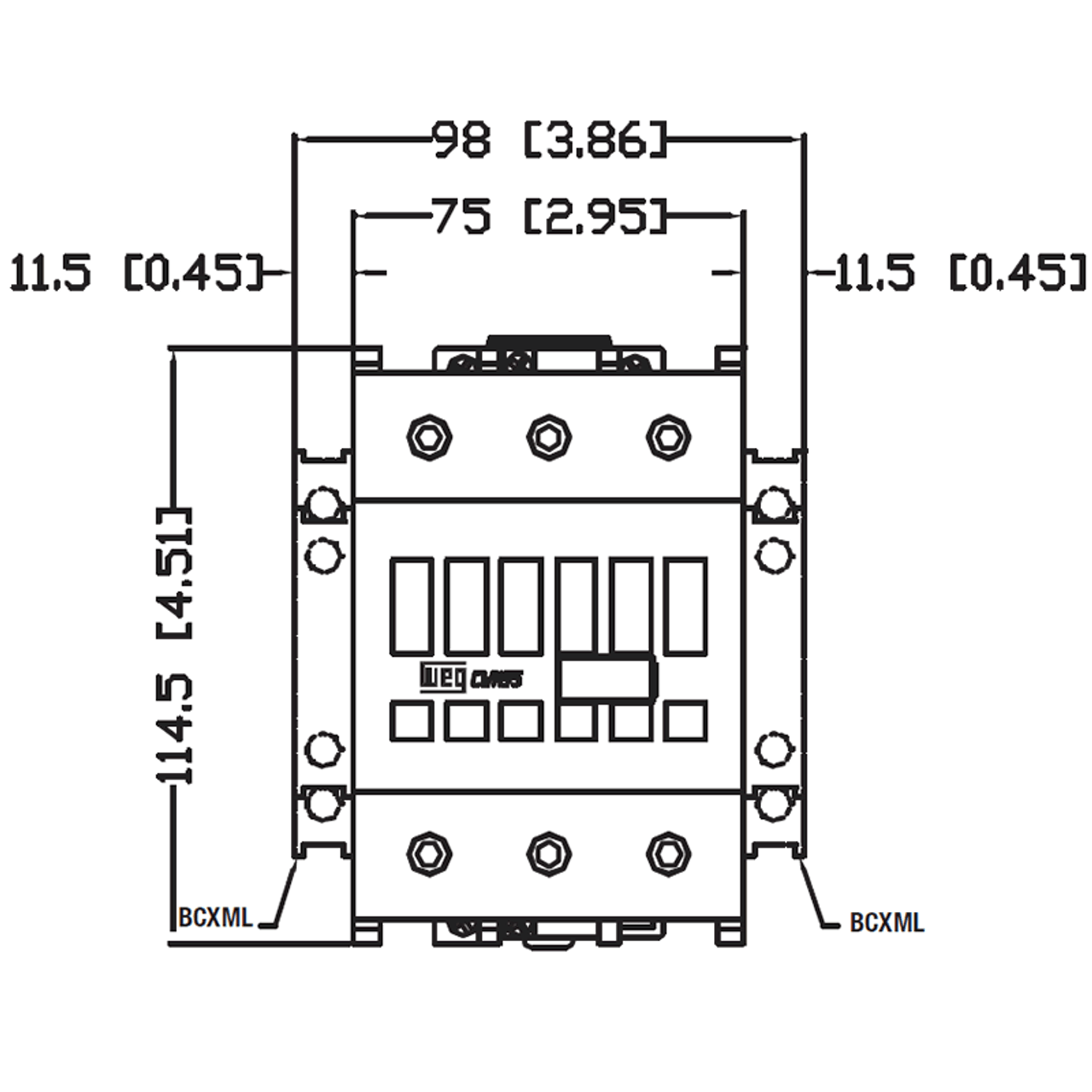 WEG CWM95-11-30V24 front dimensions