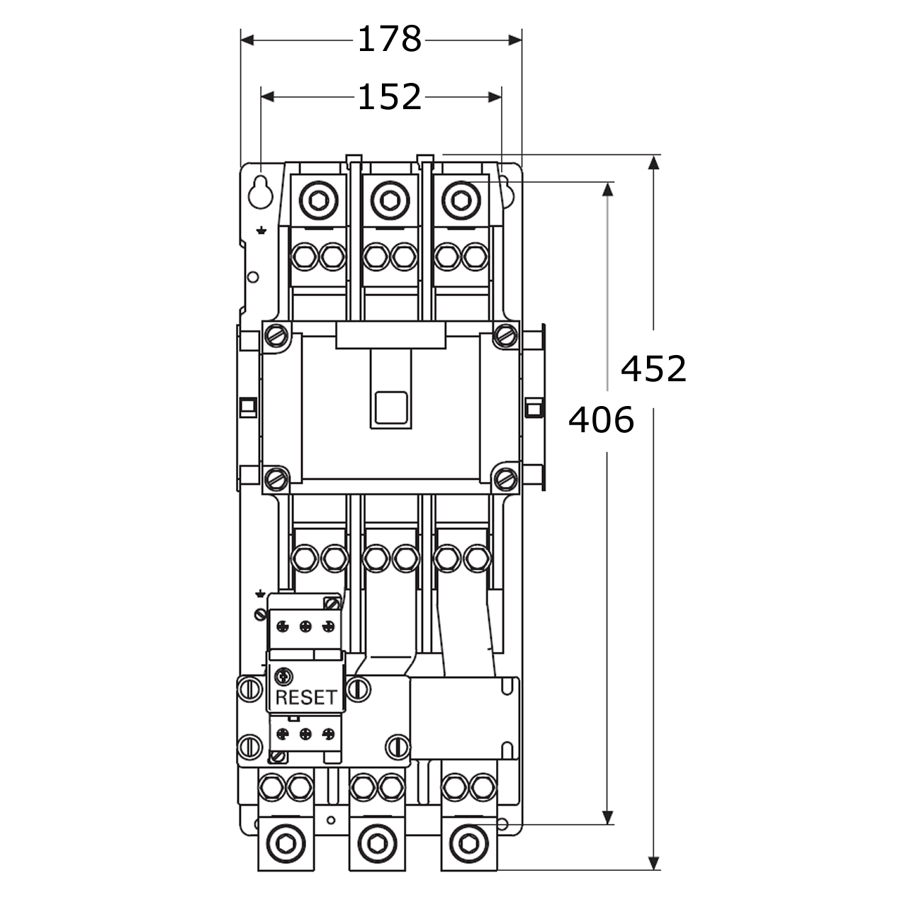 Eaton AN19SN0 front dimensions