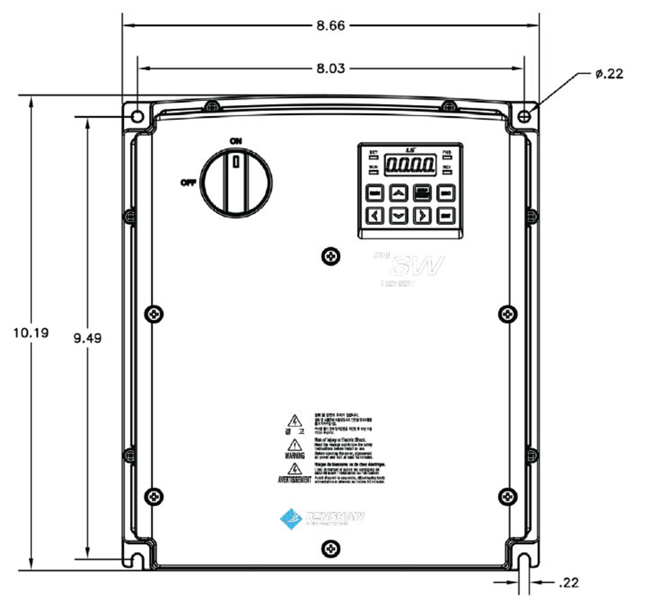 Benshaw RSI-002-SW-24 Front Dimensions