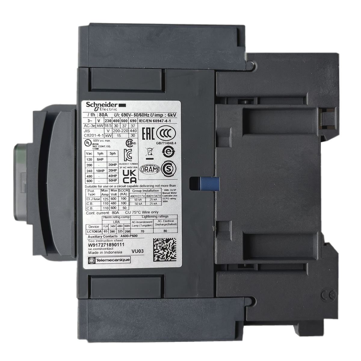 Schneider Electric LC1D65AM7 side label