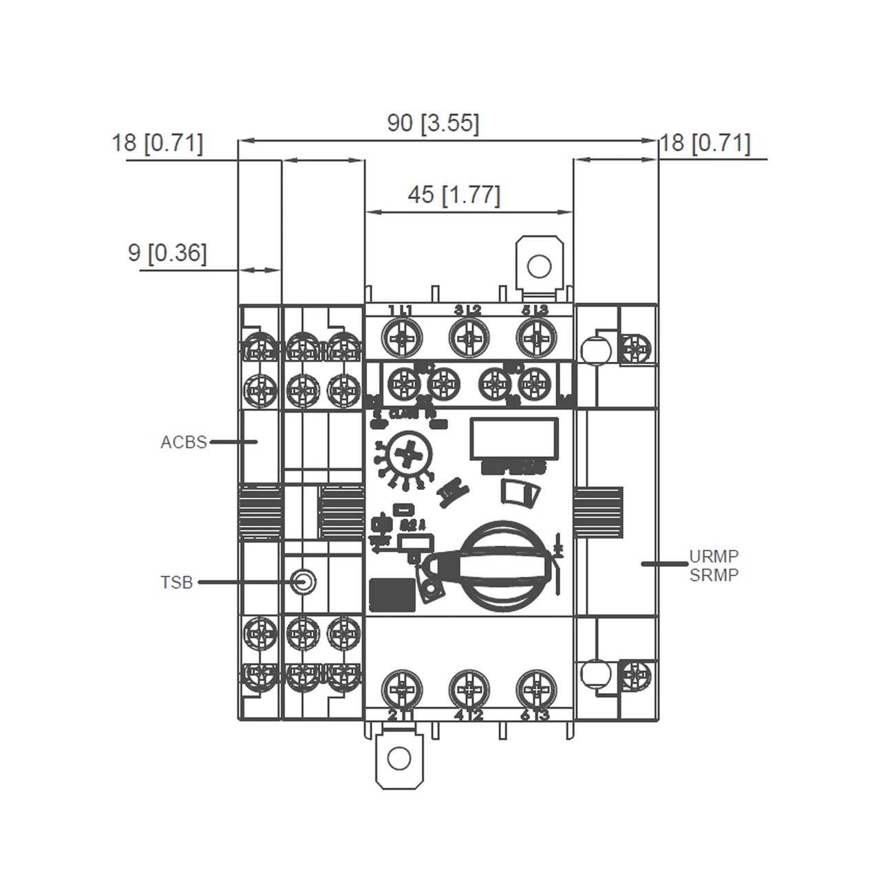WEG MPW40 front dimensions