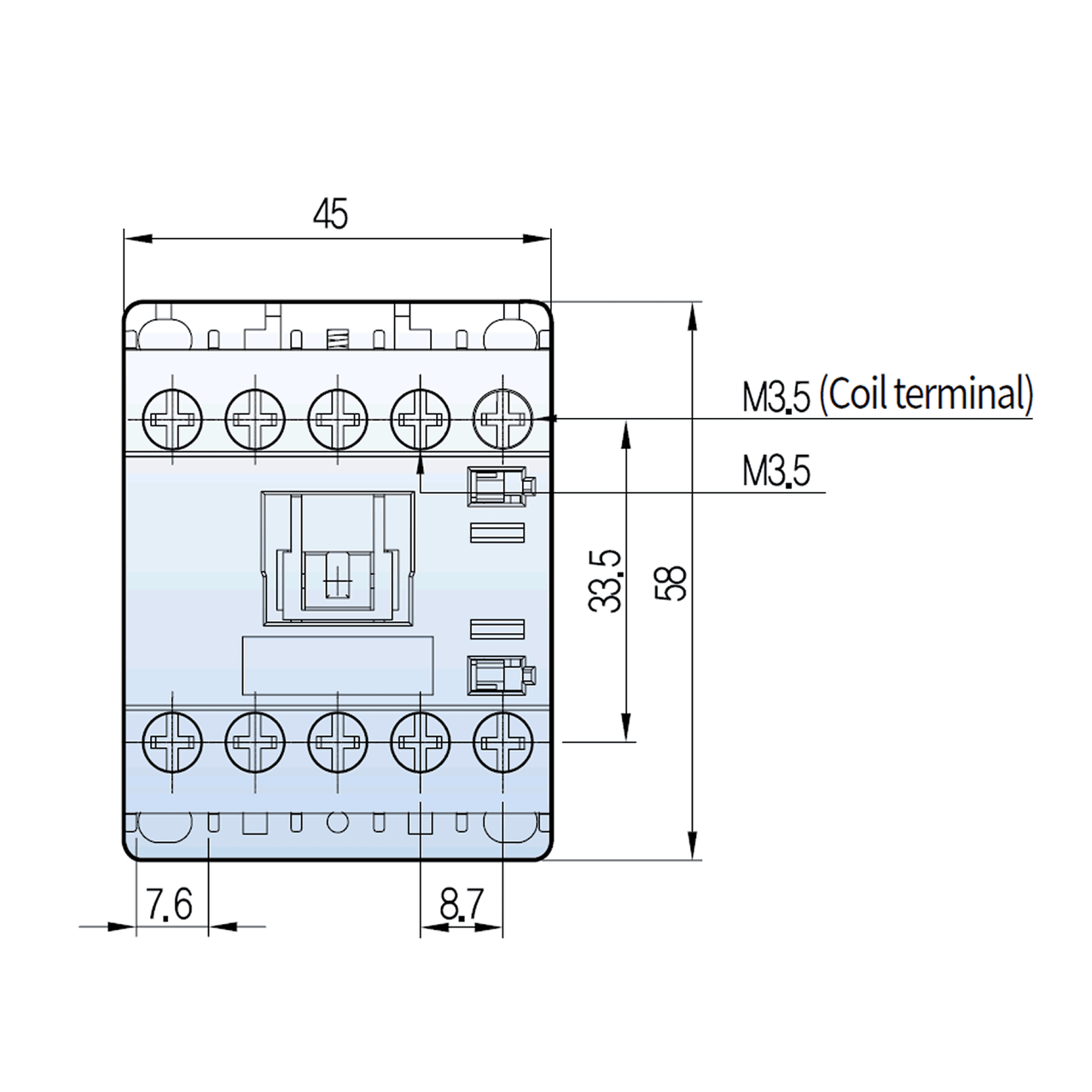 Metasol GMC-9M-AC120 front dimensions