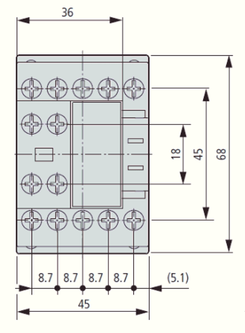 Eaton/Moeller DILA-40 24 volt front dimensions