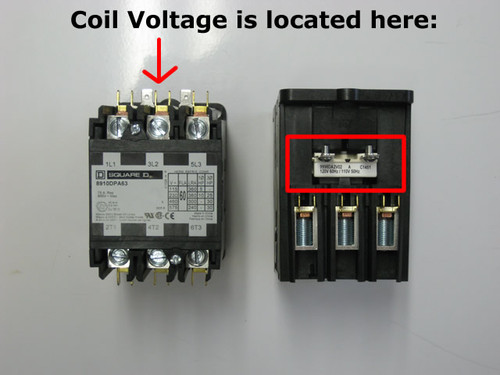 Square D 8910DPA53V14 coil voltage location