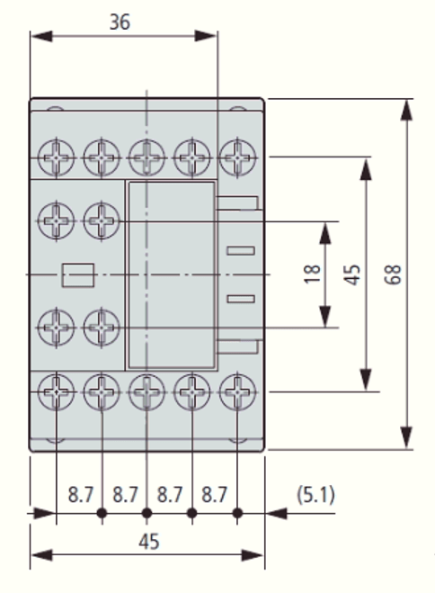 Eaton/Moeller DILA-22 24 volt front dimensions