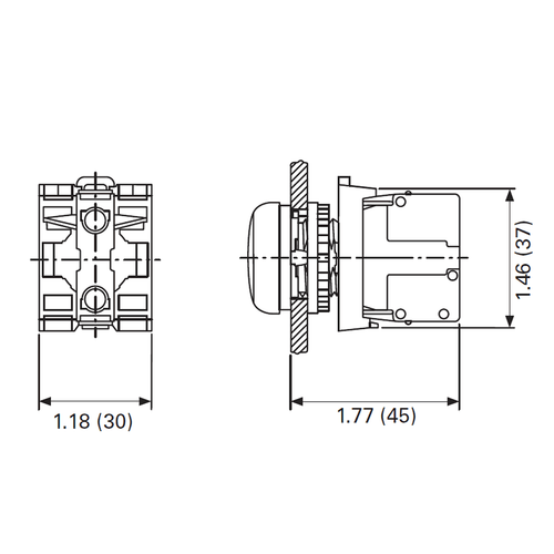 Eaton M22-LED-W dimensions