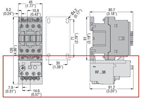 Lovato RF383200 dimensions