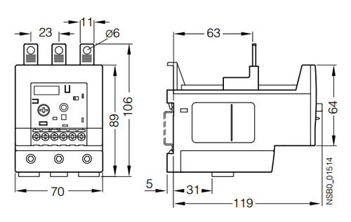 Siemens 3RB2046-1UB0 dimensions