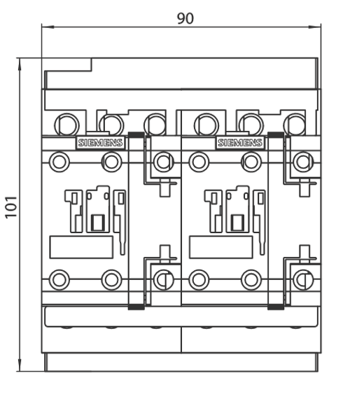 Siemens 3RA2325-8XB30-1AC2 front dimensions