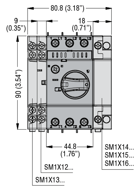 Lovato SM1R front dimensions