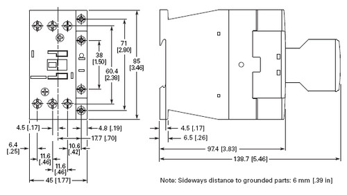 Moeller DILM7-01 240 volt dimensions