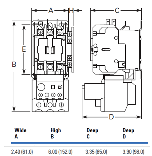 Eaton A27CNC30T1-2P dimensions