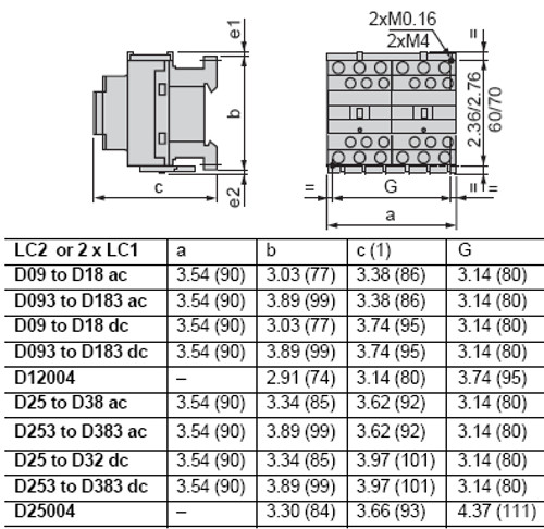 Schneider Electric LC2D09R7 dimensions