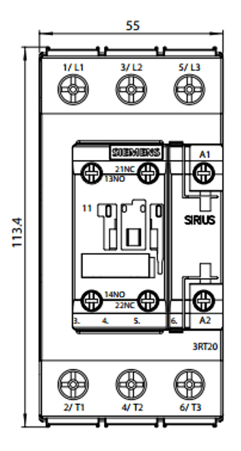 Siemens 3RT2037-1AN20 front dimensions