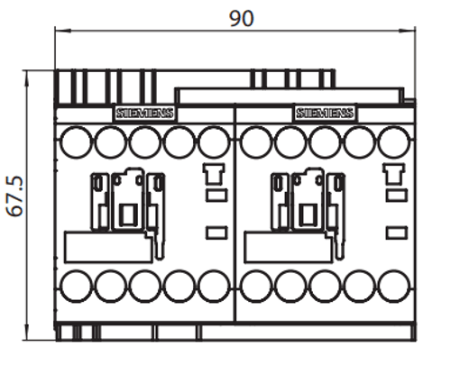 Siemens 3RA2317-8XB30-1AP6 front dimensions