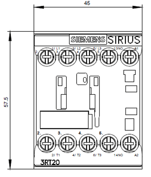 Siemens 3RT2018-1AH01 front dimensions