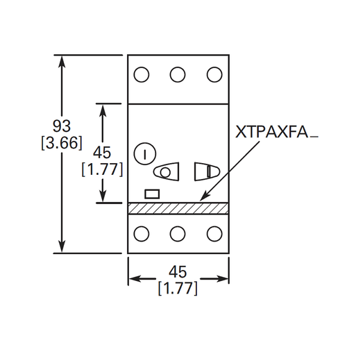Eaton XTPB1P6BC1 front dimensions