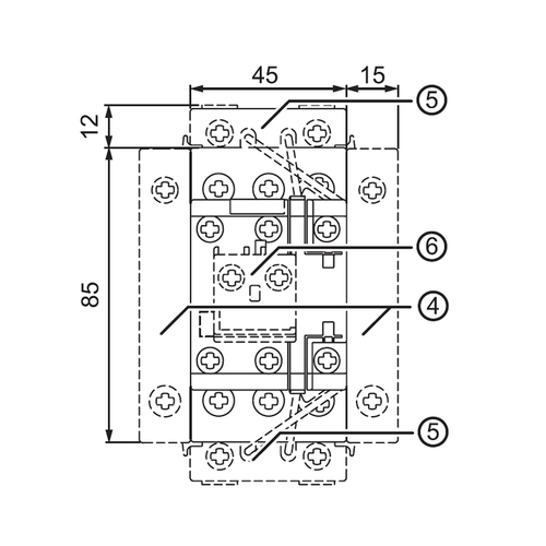 Siemens 3RT2325-1BB40 front dimensions