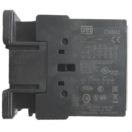 WEG CWM40 IEC 40A 3-pole contactor side label