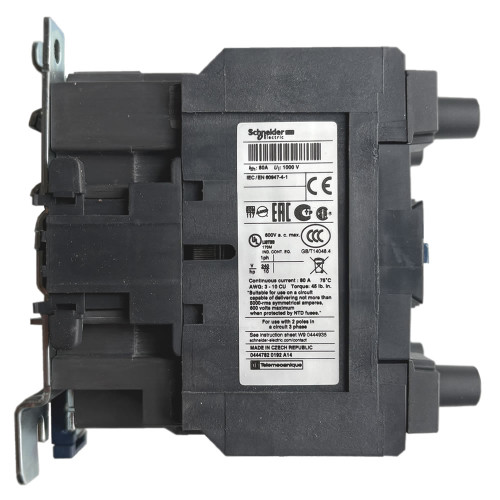 LC1D65008 contactor side label showing coil voltage and ratings