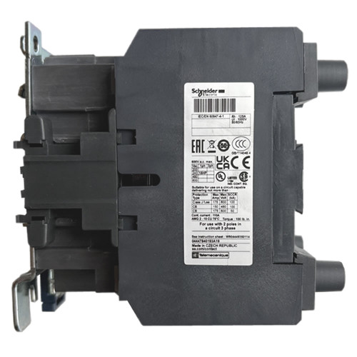 LC1D80008 contactor side label showing coil voltage and ratings