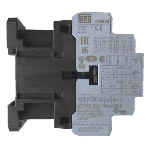 WEG CWB25-11-30V24 Side Label