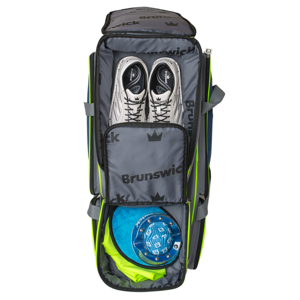 Brunswick Crown Deluxe Triple Tote Navy / Lime
