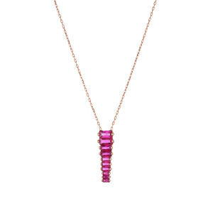 VENICE Pink Sapphire Pendant  Necklace 