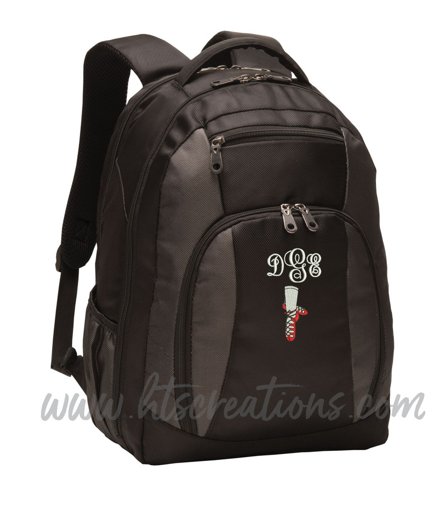 Ghillie Shoes Ireland Irish Dance Personalized Embroidered Backpack with Waterbottle Holder Font Style INTERLOCKING MONOGRAM