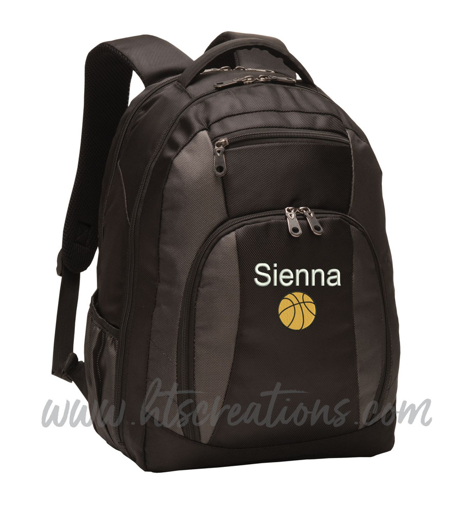 Basketball Balling Coach Sports Personalized Embroidered Monogram Backpack Waterbottle Holder FONT Style ARIAL