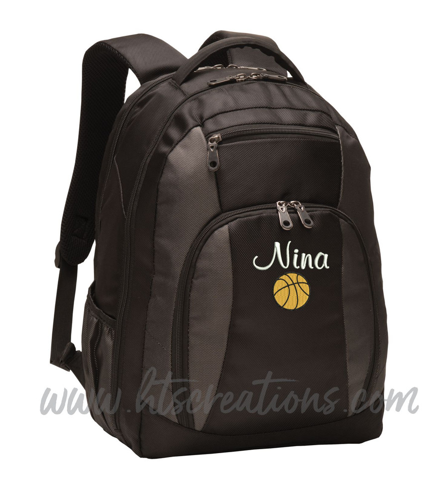 Basketball Balling Coach Sports Personalized Embroidered Monogram Backpack Waterbottle Holder FONT Style CASUAL SCRIPT