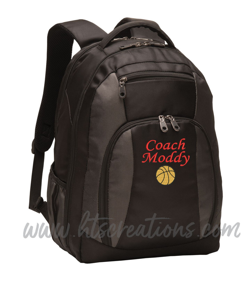 Basketball Balling Coach Sports Personalized Embroidered Monogram Backpack Waterbottle Holder FONT Style MONO CORSIVA