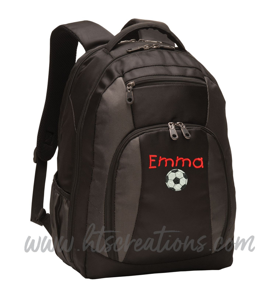 Soccer Ball Coach Sports Personalized Embroidered Monogram Backpack Waterbottle Holder FONT Style  CHILDS PLAY