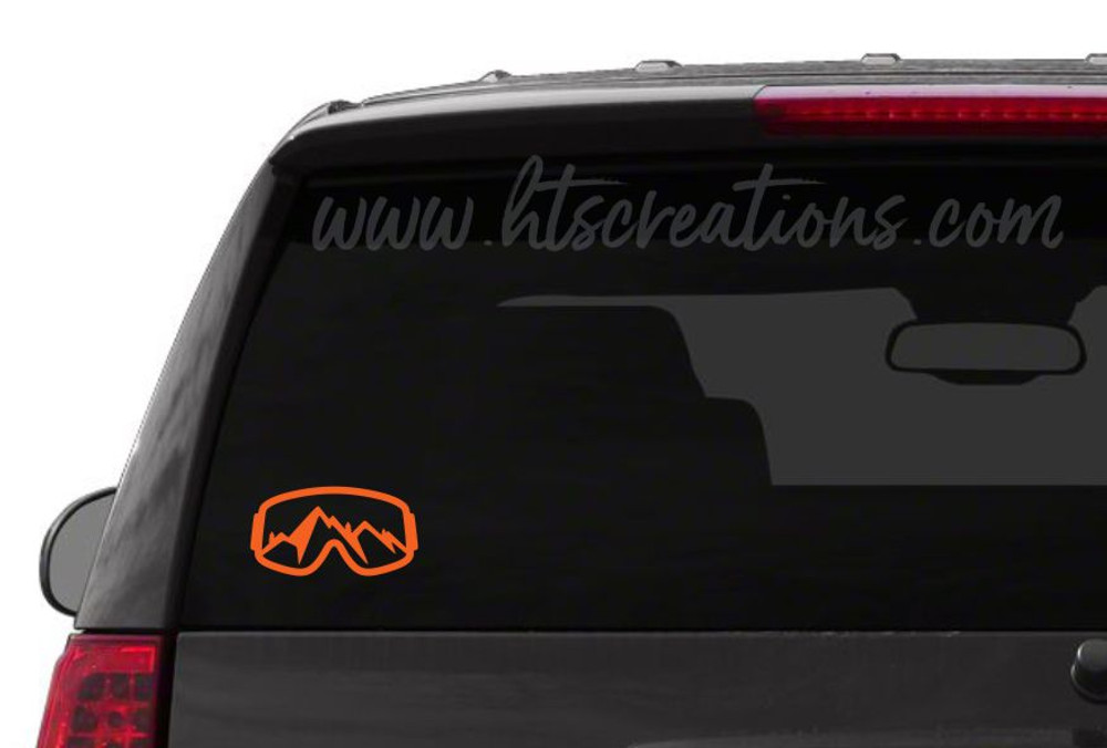 Ski Goggles Snowboarding Mountain Downhill Extreme Sports Vinyl Decal Laptop Car Mirror Truck ORANGE