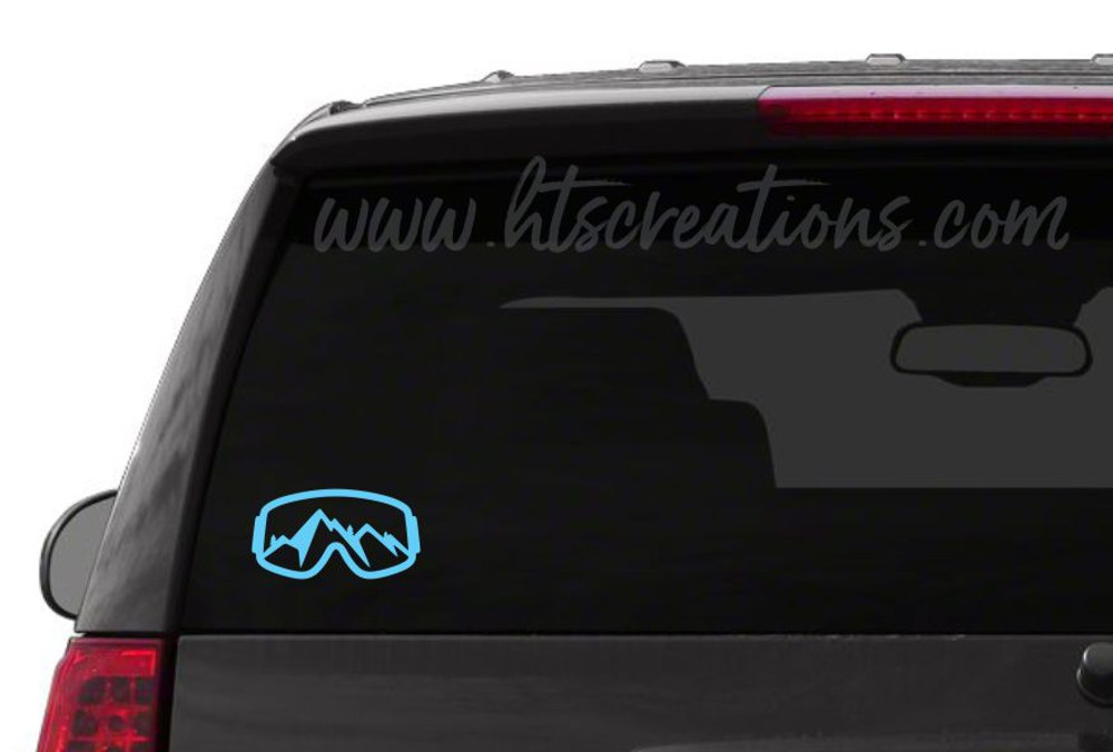 Ski Goggles Snowboarding Mountain Downhill Extreme Sports Vinyl Decal Laptop Car Mirror Truck ICE BLUE