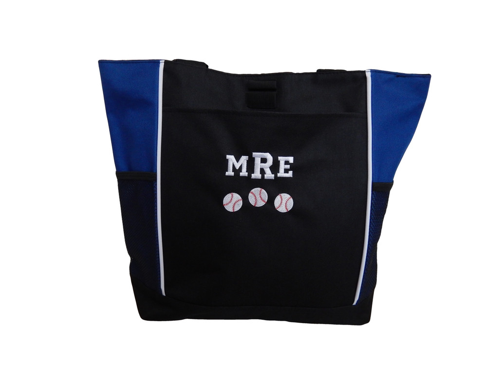 Baseball Softball Sports Team Monogrammed Custom Personalized ROYAL BLUE Tote Bag Font Style VARSITY