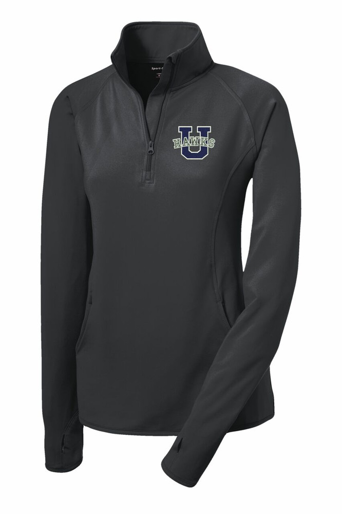 UHS Urbana Hawks Half Zip Performance Stretch Sport Wick Polyester Spandex Pullover UNIFIED SPORTS Many Colors Available LADIES SIZES S-4XL IRON GREY